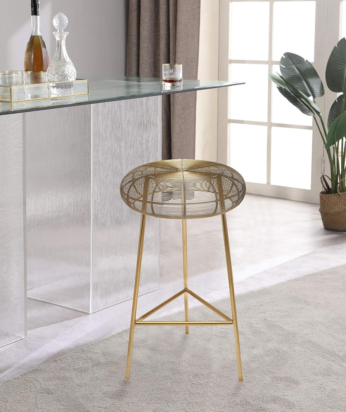 Gold Counter Height Metal Stool S694