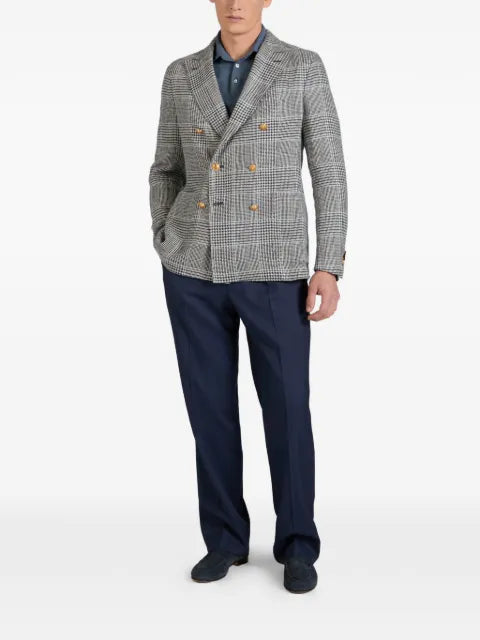 slowear double-breasted houndstooth blazer
