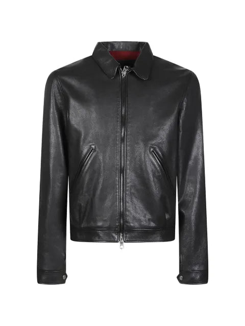 Stewart zip-up calf leather jacket
