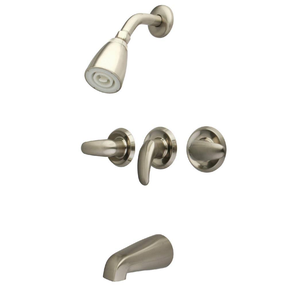 Brushed Nickel 3-Handle Tub and Shower Faucet B622