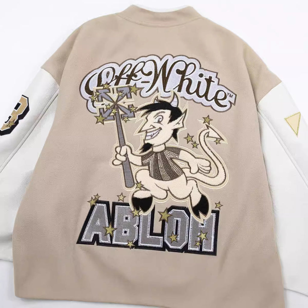 Off-White Embroidered Badge Varsity Jacket Unisex