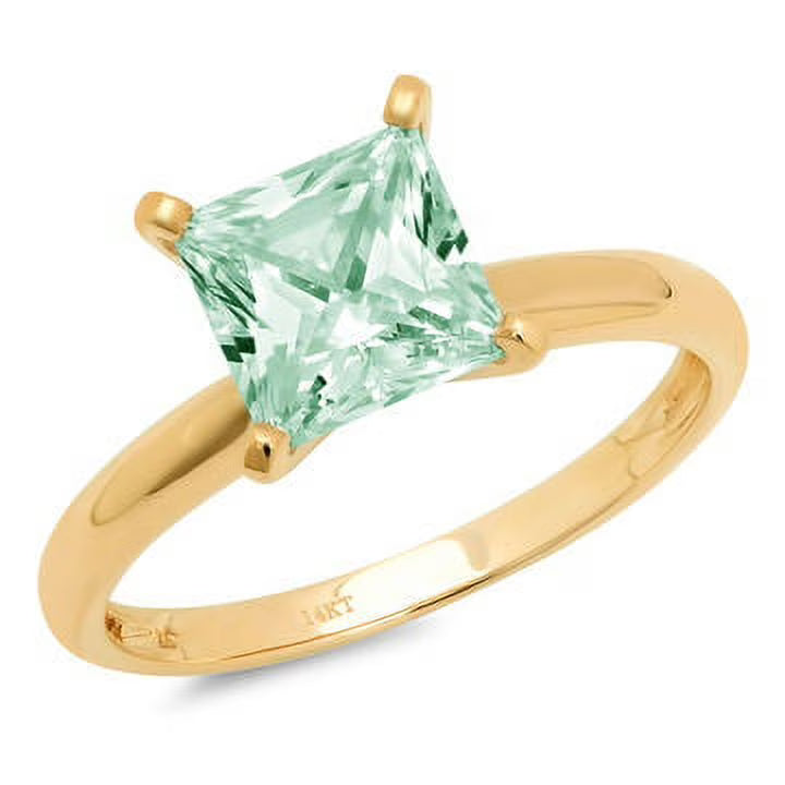 0.5ct Princess Cut Blue Moissanite 18k Yellow Gold Ring Size 3.75 Y209740