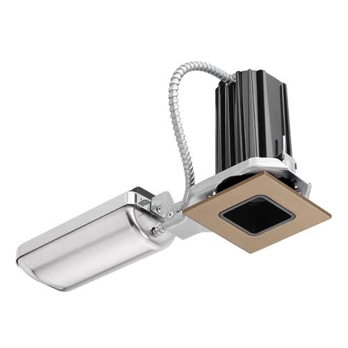 2x22 LED Square Downlight Cone 3000K 90CRI Flood Beam 120V Black Reflector Bronze F64963