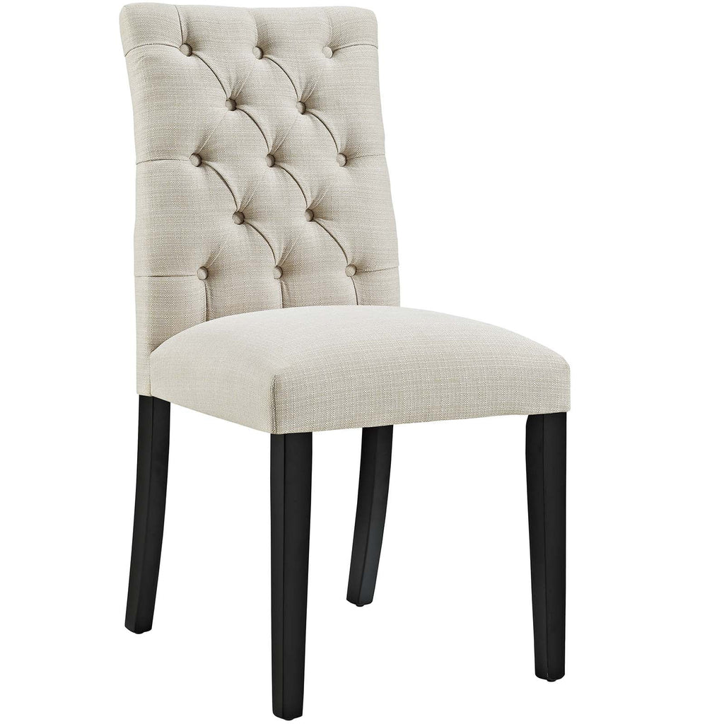 Beige Button Tufted Fabric Dining Chair L3525