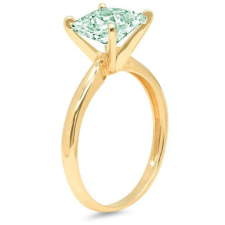 0.5ct Princess Cut Blue Moissanite 18k Yellow Gold Ring Size 3.75 Y209740
