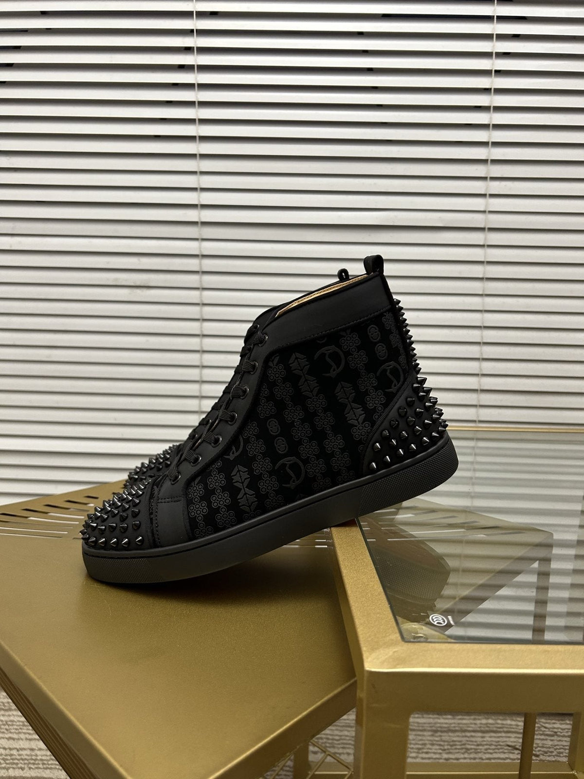 Christian Louboutin Black Studded High-Top Sneakers