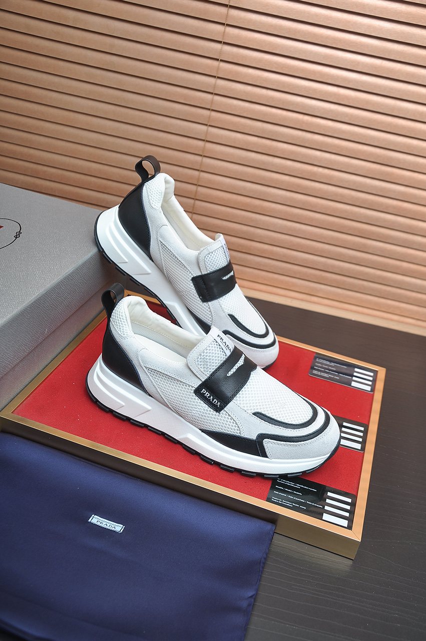 Prada Black Strap Low-Top Sneakers