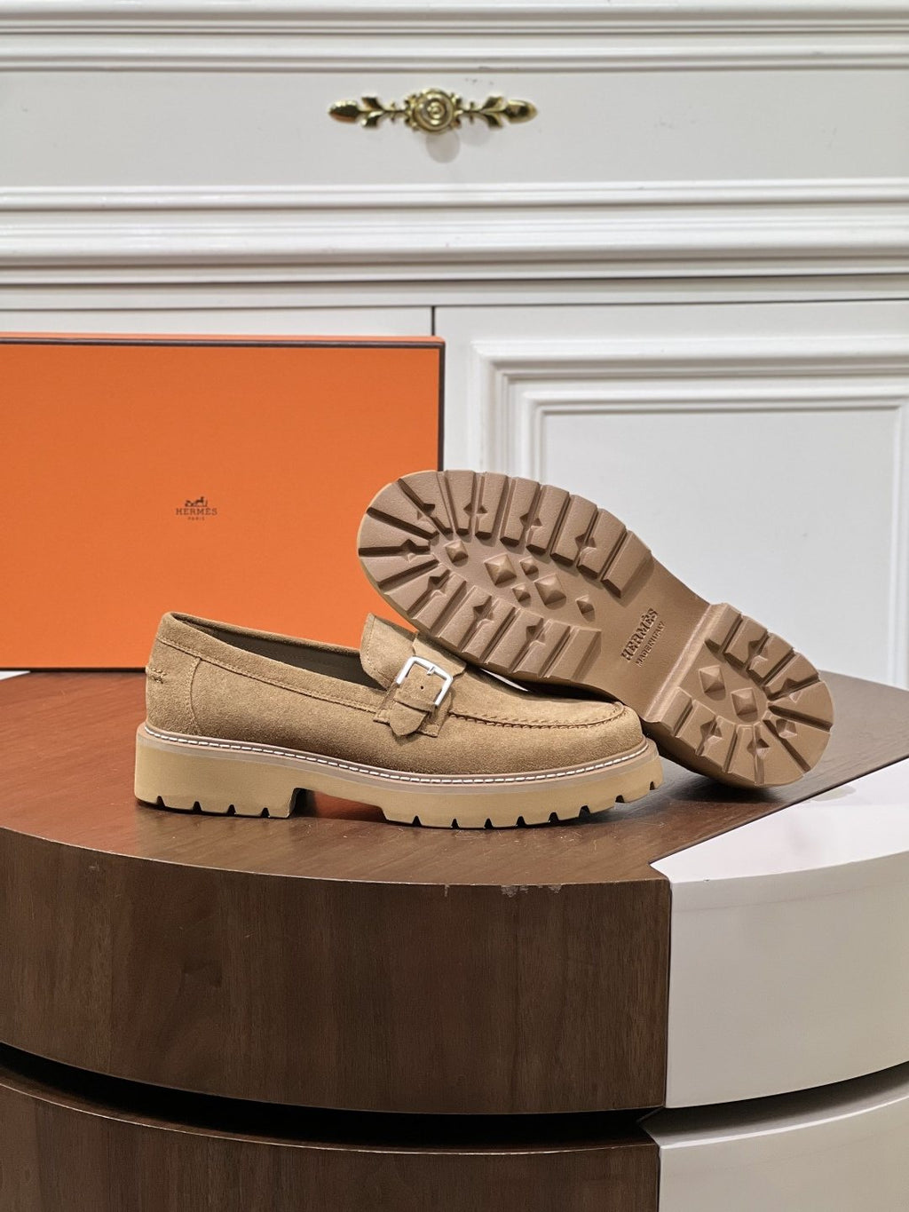 Hermès Men's Metal-Bar Lug Sole Loafers